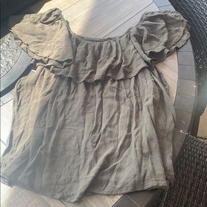 Army Green Off Shoulder Peasant Top XXL